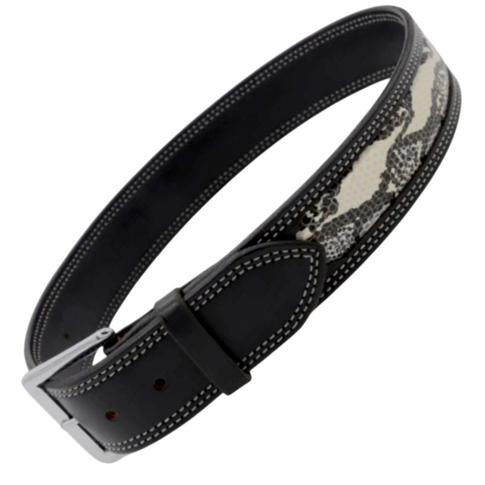 Green Hill Collection Women’s Black Windowpane Leather Belt Sz L - MSRP $126